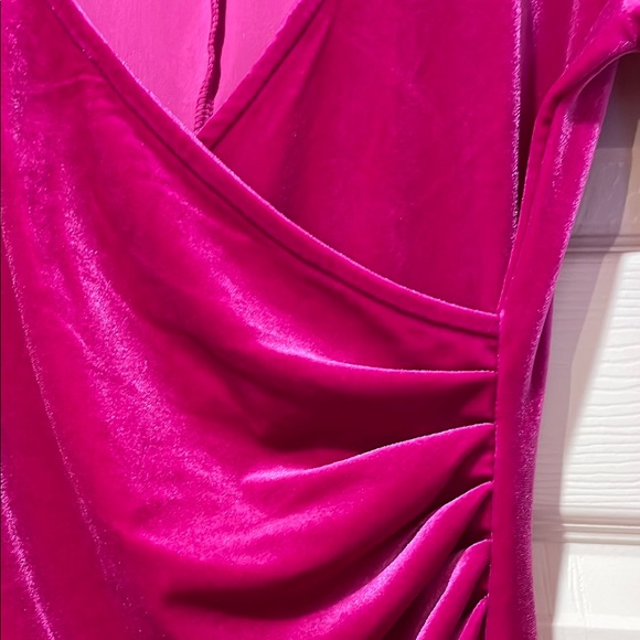 Womens Velvet Faux Wrap Dress Size S Coquette Holiday NYE Event Glam Romantic - Picture 8 of 9